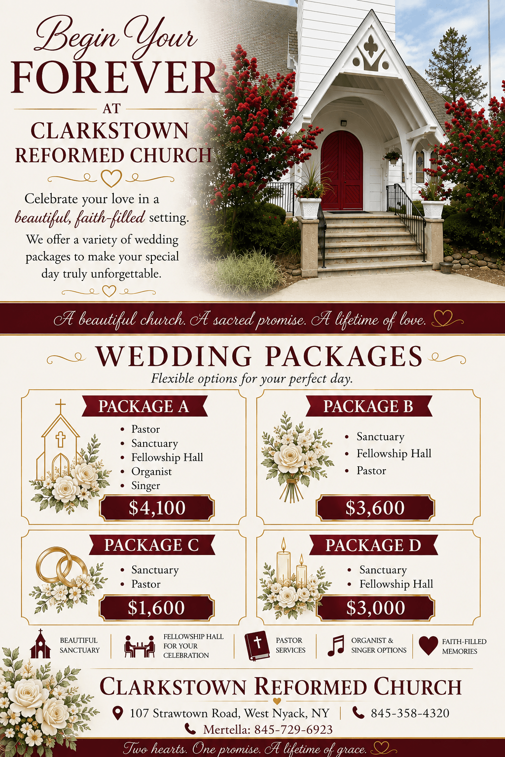 Clarkstown Reformed Church Wedding Packages